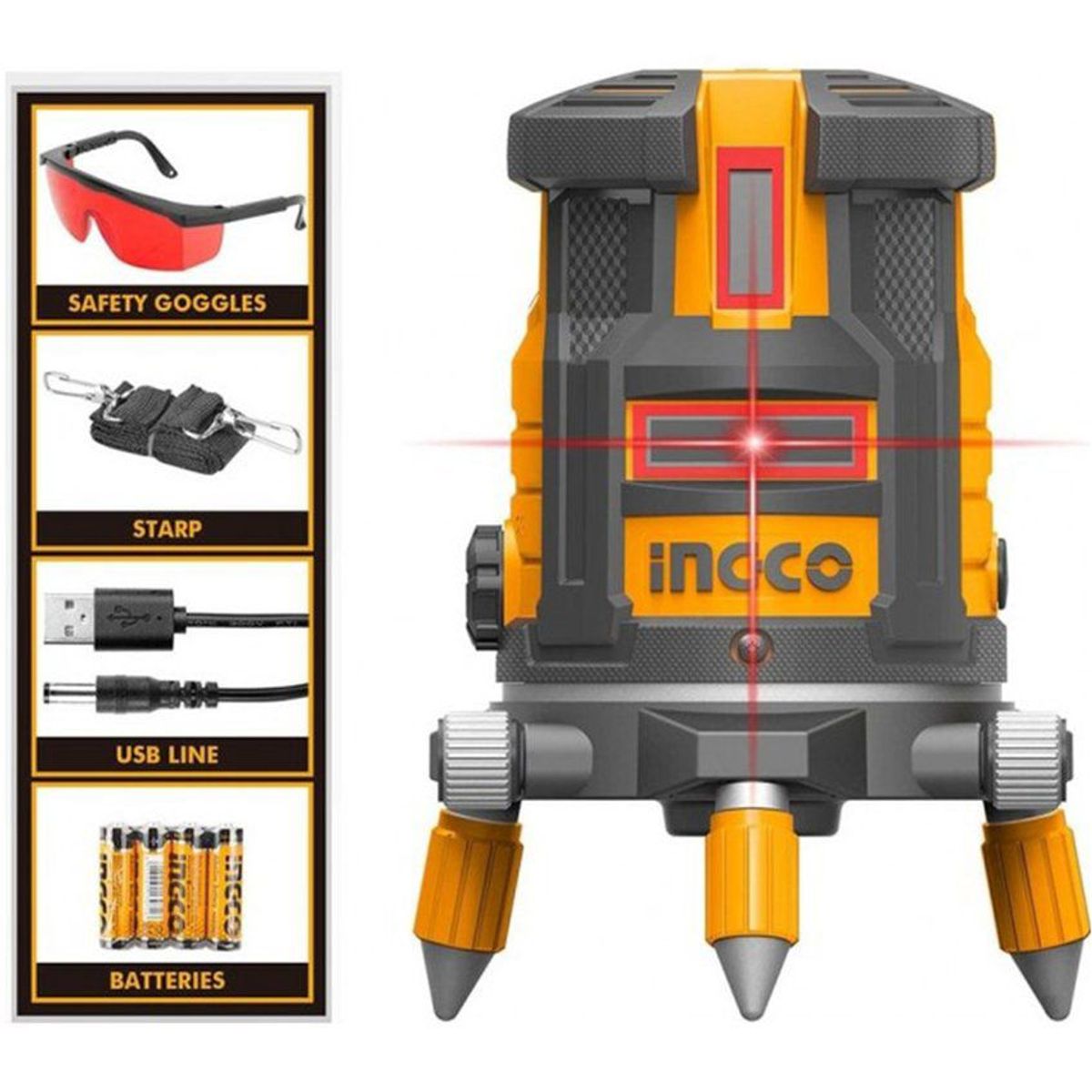 INGCO TOOLS - NIVEL LÁSER 20M 5 LÍNEAS INDUSTRIAL AUTINIVELANTE INGCO - HLL306505