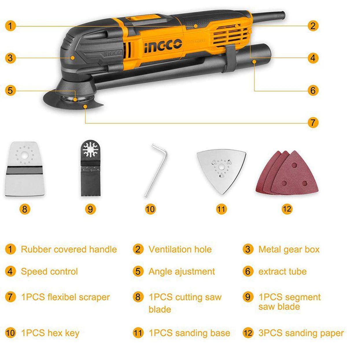INGCO TOOLS - HERRAMIENTA MULTIFUNCIÓN 300W RENOVATOR ACCESORIOS INGCO - MF3008
