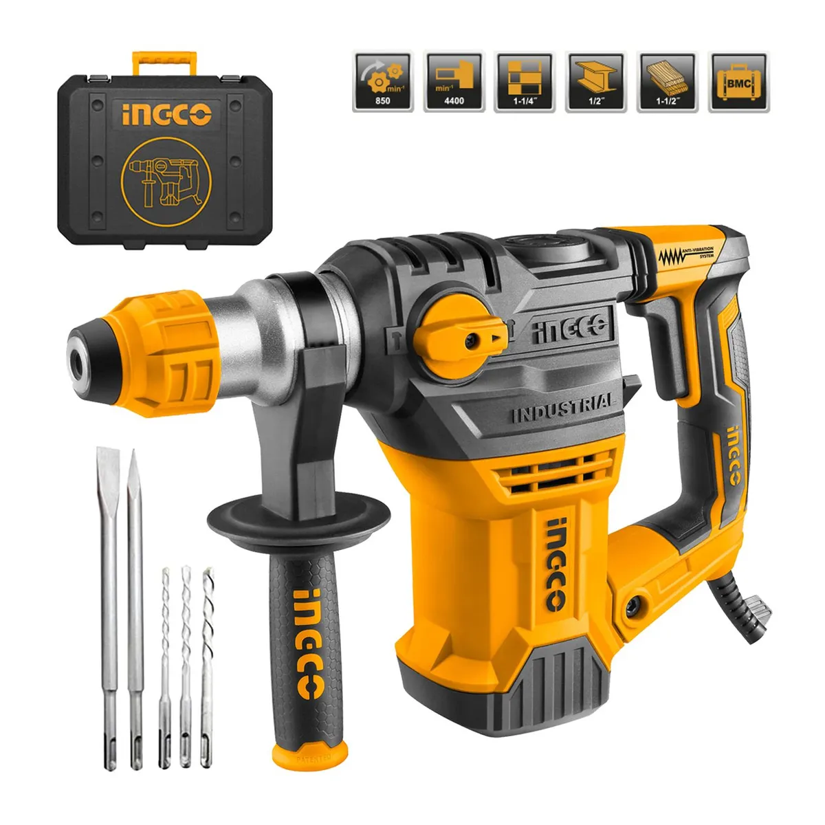 INGCO TOOLS - Taladro Rotomartillo 1500W Sds Plus Ingco 5,5 Joule Ingco - Rh150028