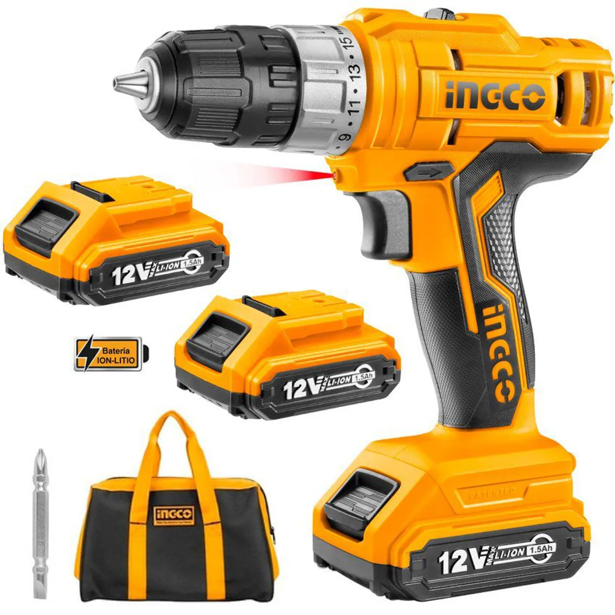 INGCO TOOLS - TALADRO ATORNILLADOR 12V INALÃMBRICO  BATERÃAS INGCO - CDLI1222