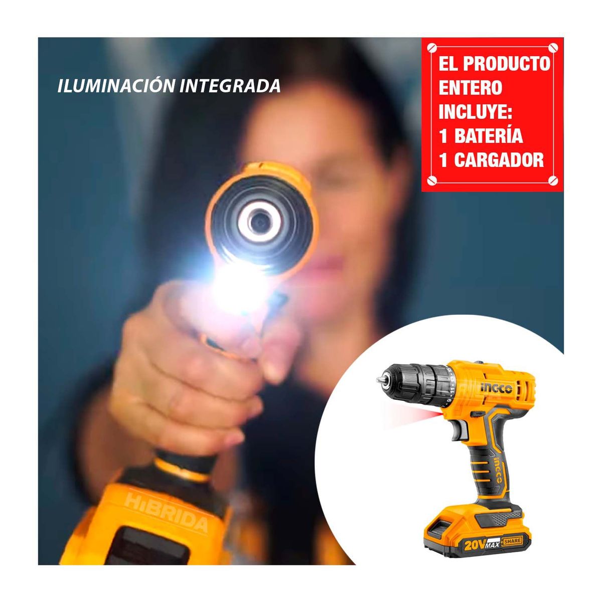 INGCO TOOLS - TALADRO ATORNILLADOR 20V INALÁMBRICO INDUSTRIAL INGCO - CDLI20011