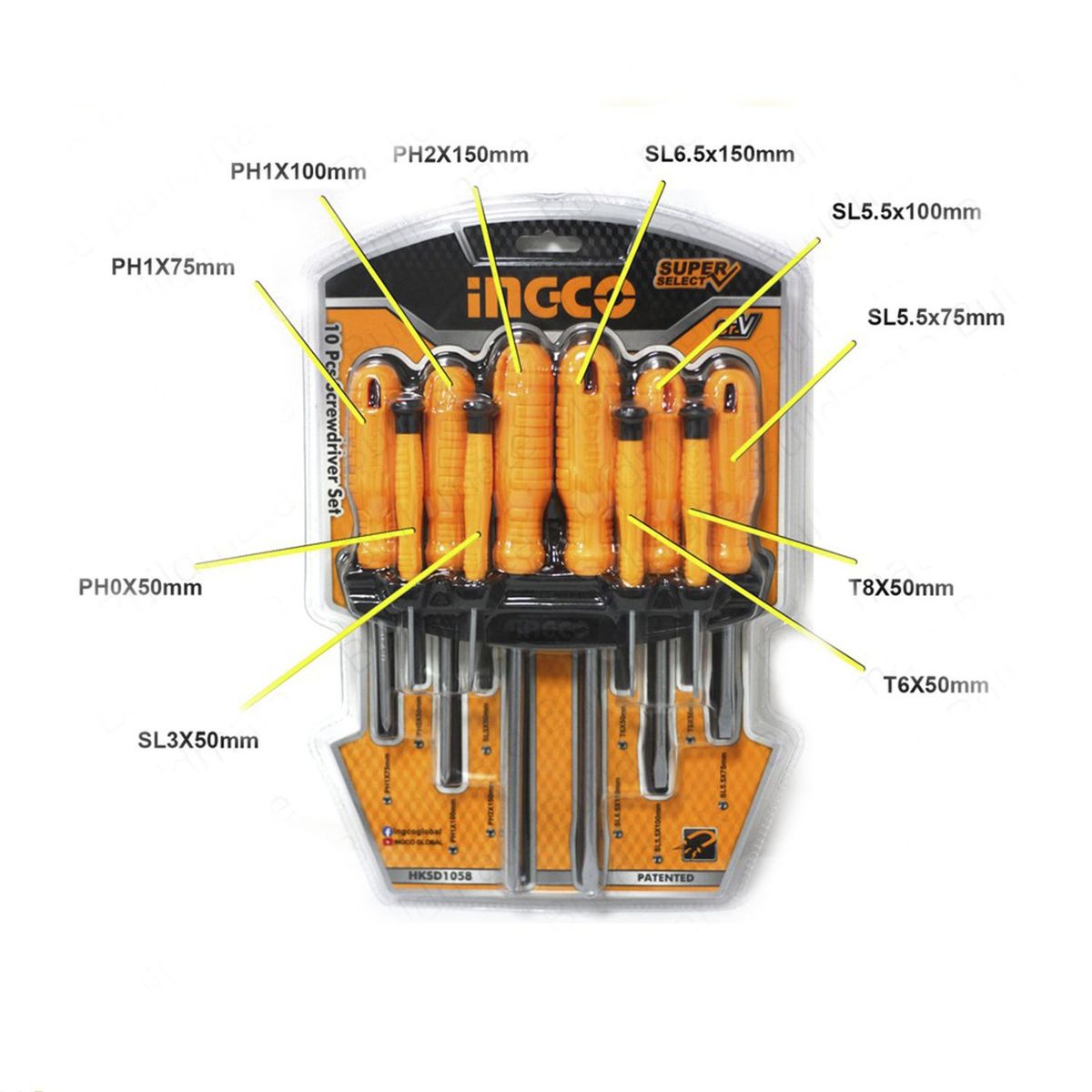 INGCO TOOLS - JUEGO DE 10 PZS DE DESTORNILLADORES DE PRECISIÓN INGCO - HKSD1058