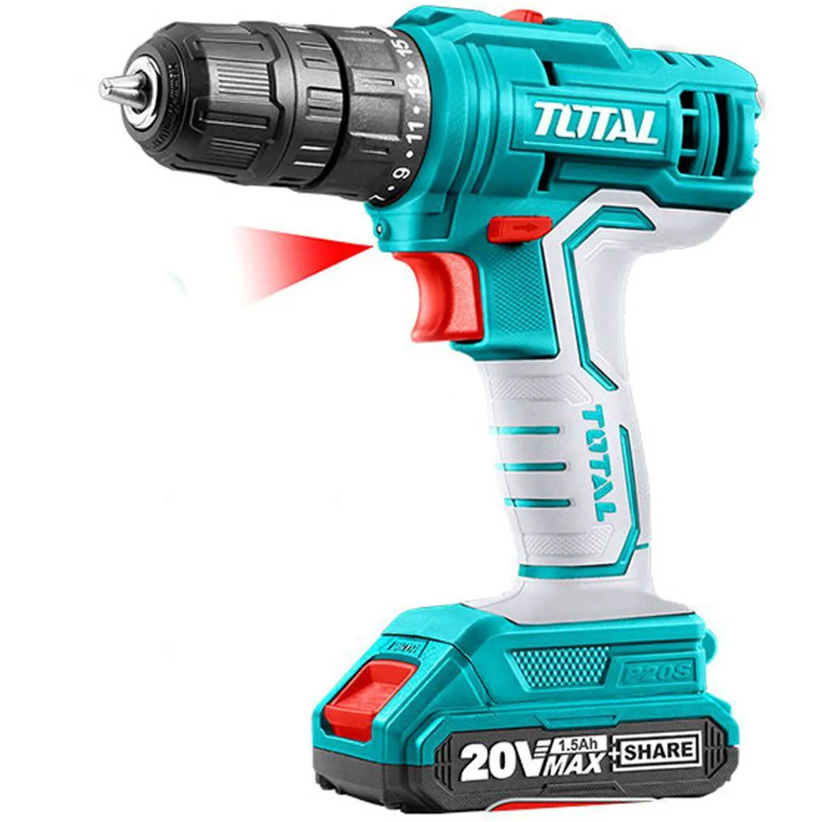 TOTAL TOOLS - Taladro Atornillador 20v Inalambrico 20v con 2 Baterías Total