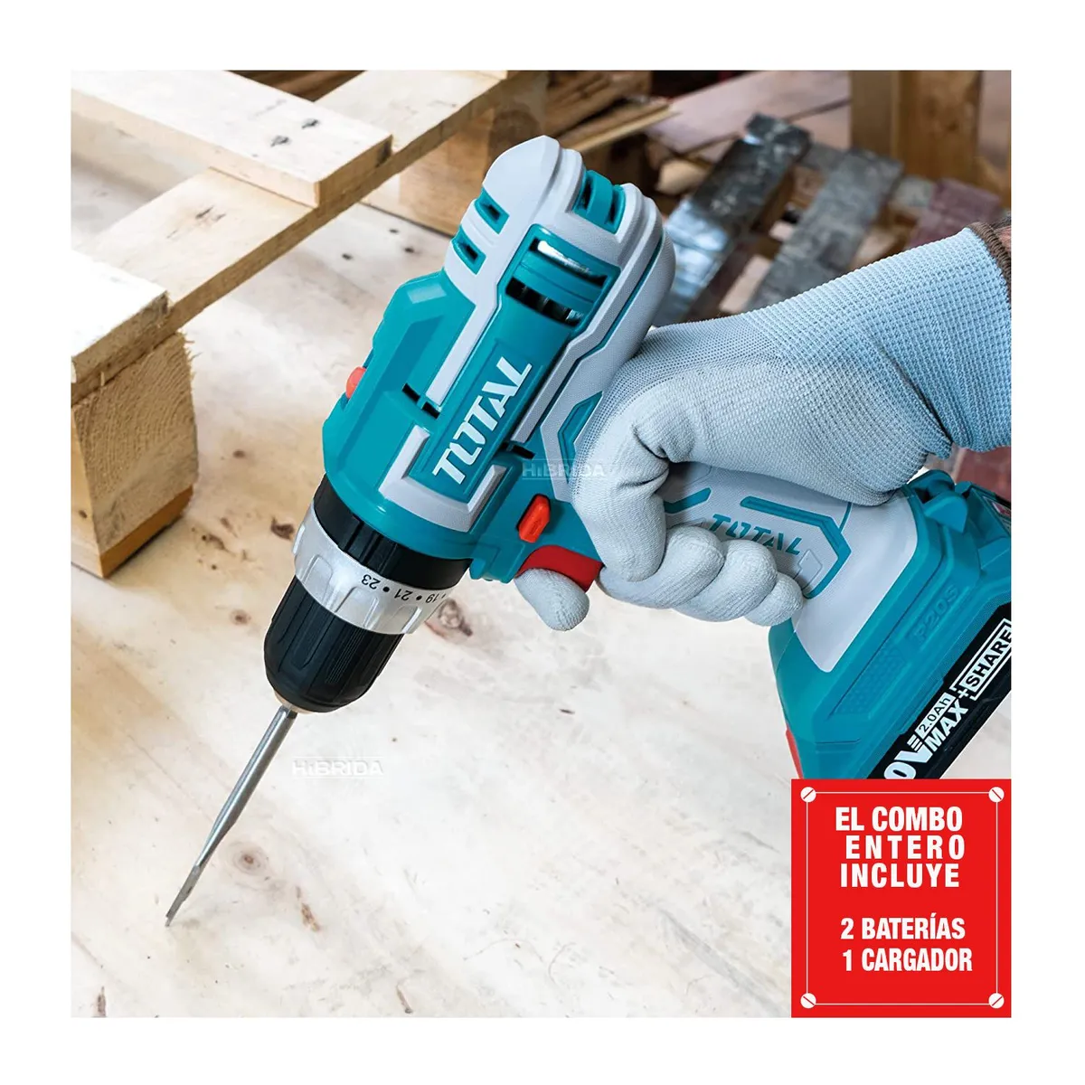 TOTAL TOOLS - Taladro Percutor Inalámbrico 20v x2 Baterías  Total