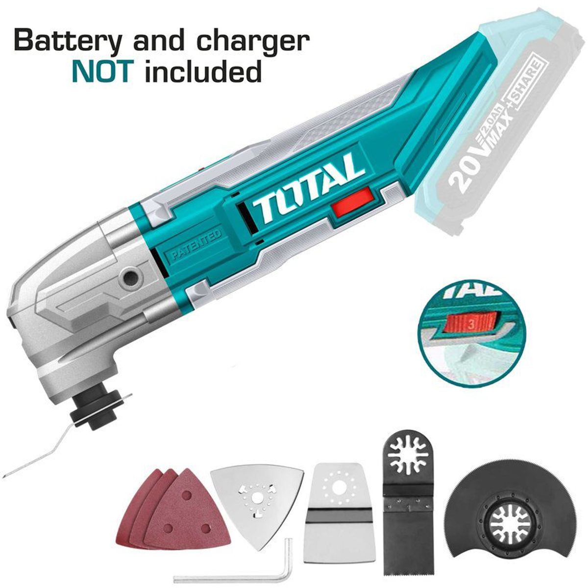 TOTAL TOOLS - MULTIHERRAMIENTA RENOVATOR INALÁMBRICA 20V ACCESORIOS TOTAL - TMLI2001