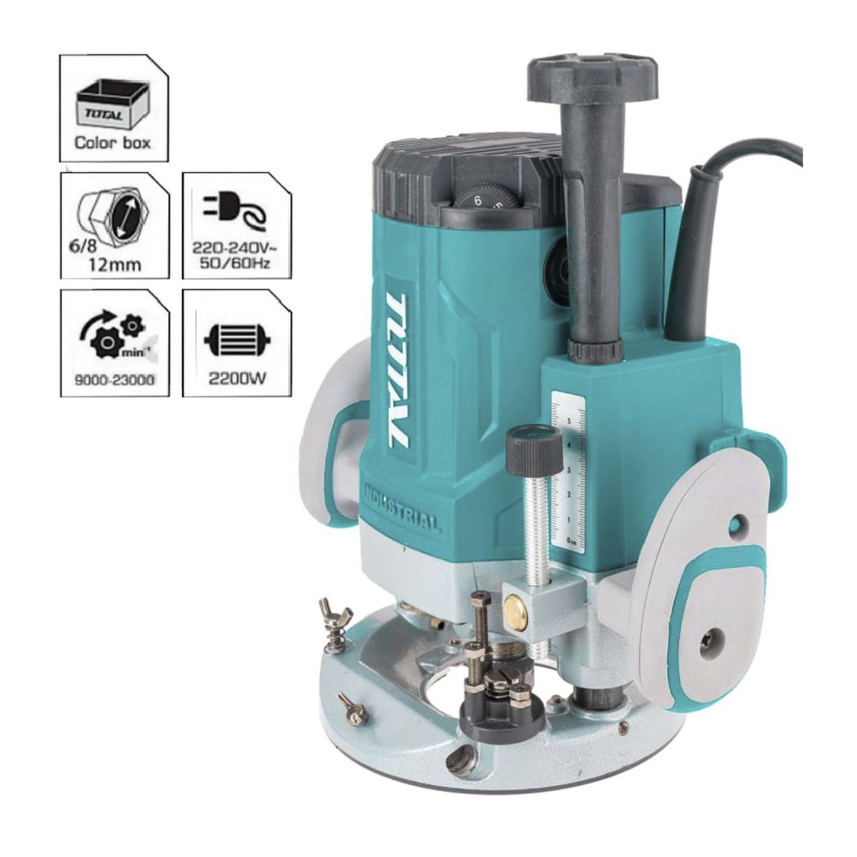 TOTAL TOOLS - RUTEADORA FRESADORA 2200W CANTEADORA DE MADERA TOTAL - TR111226