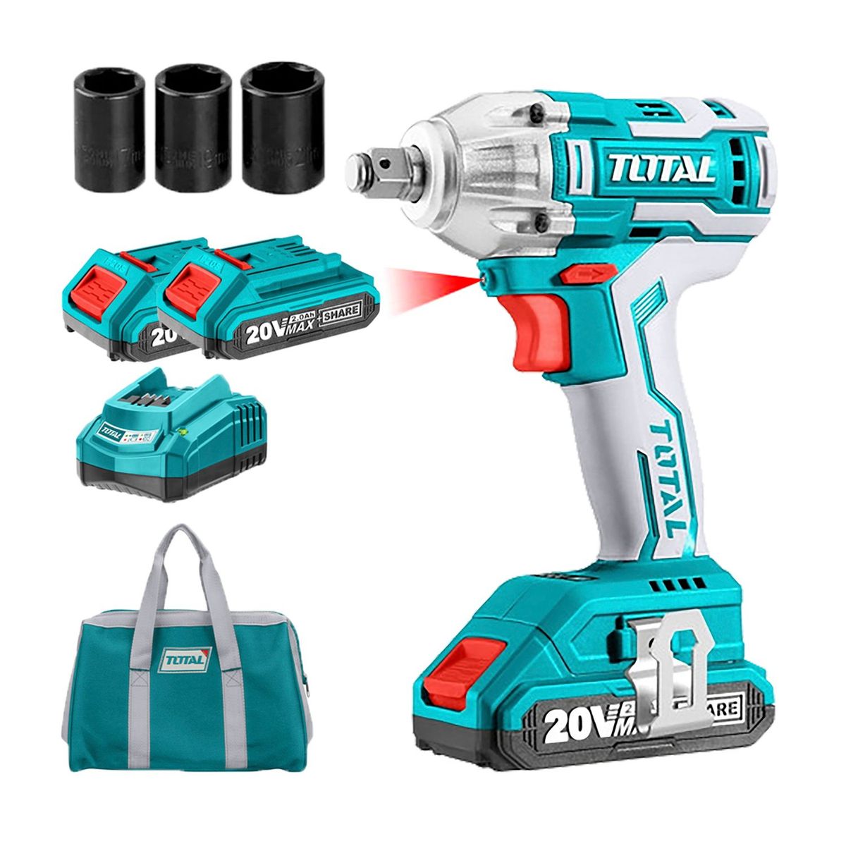 TOTAL TOOLS - LLAVE DE IMPACTO 20V INALÁMBRICA BRUSHLES INDUSTRIAL TOTAL - TIWLI2001