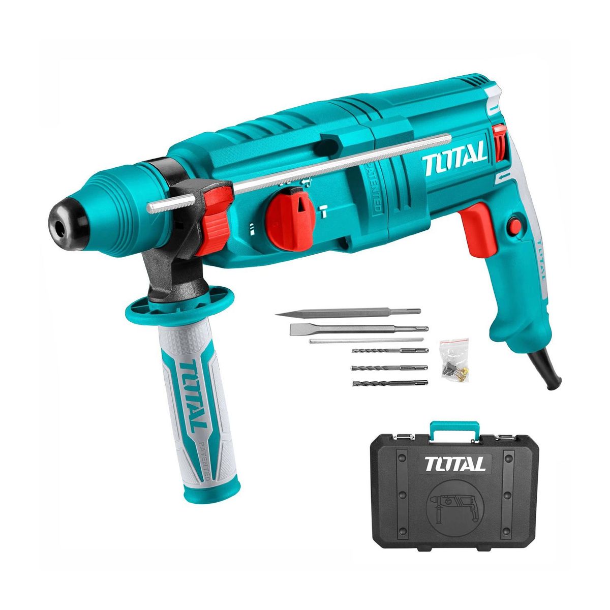 TOTAL TOOLS - TALADRO ROTOMARTILLO SDS PLUS 800W BROCAS CINCELES TOTAL - TH308268