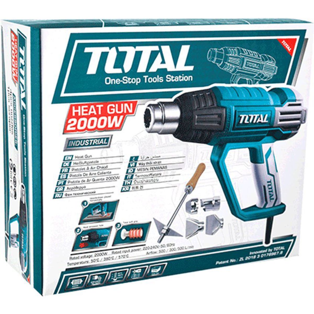TOTAL TOOLS - PISTOLA DE CALOR 2000W AIRE CALIENTE INDUSTRIAL TOTAL - TB2006