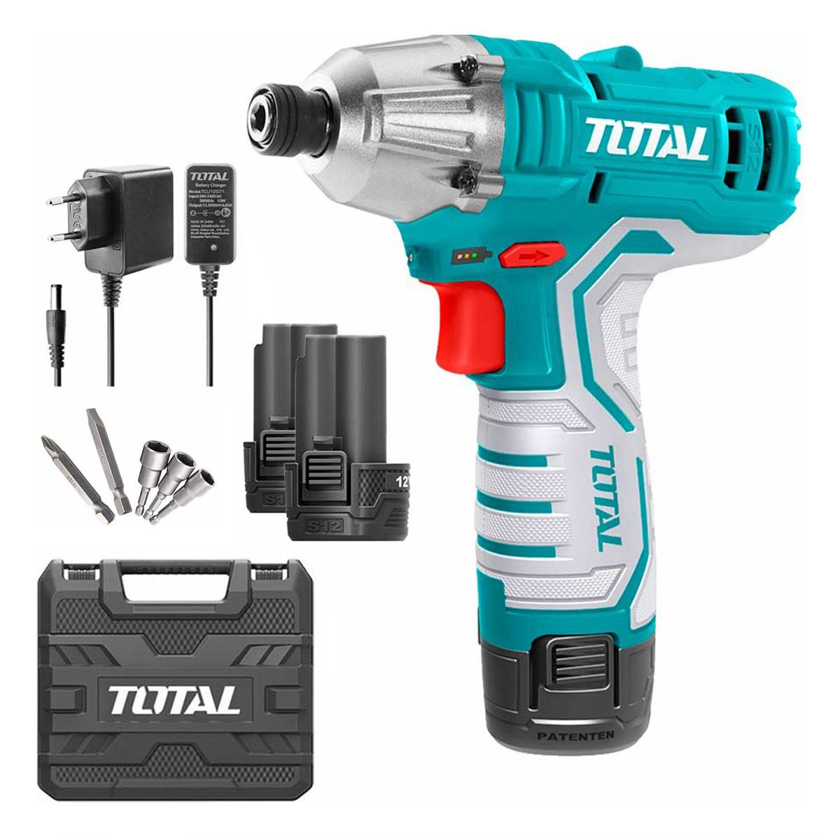 TOTAL TOOLS - ATORNILLADOR DE IMPACTO 12V BATERÍAS Y ACCESORIOS TOTAL - TIRLI1201
