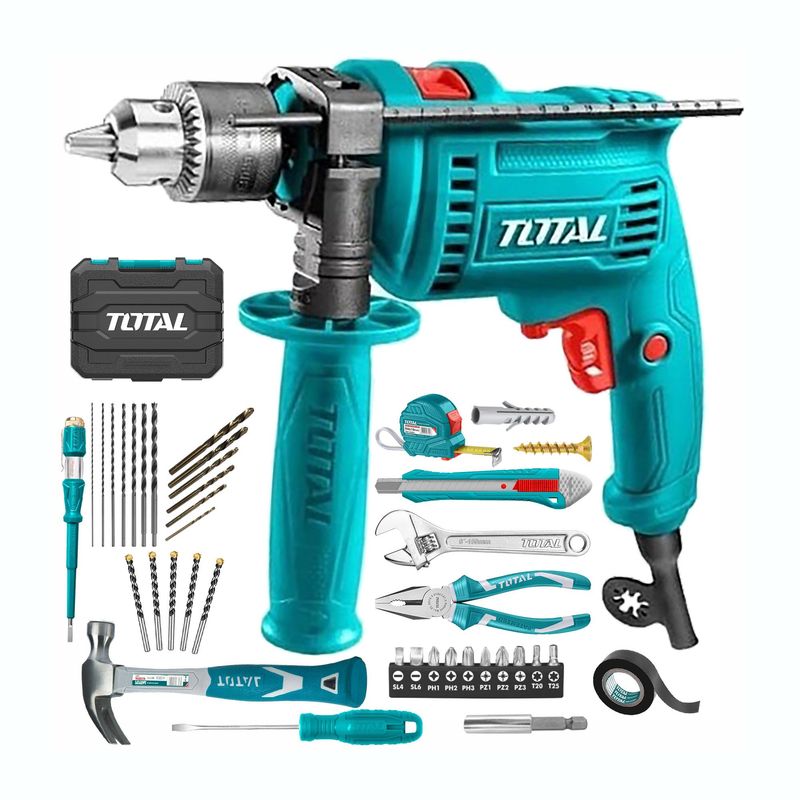 TOTAL TOOLS - Taladro Percutor PRO 680W  set manuales 115pzs THKTHP1152
