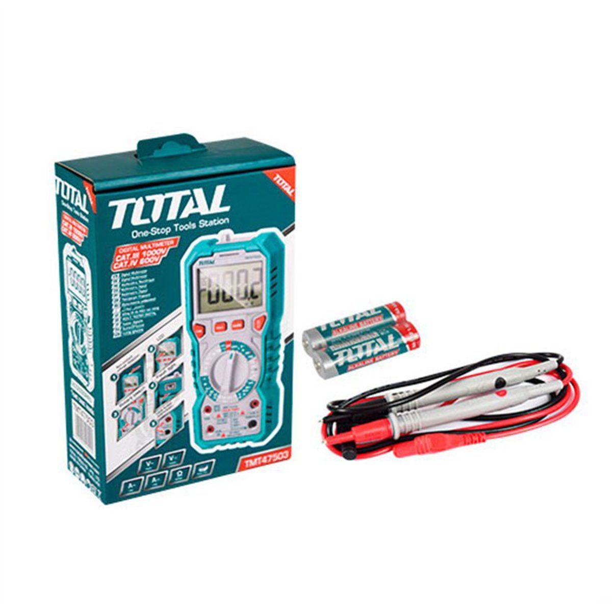 TOTAL TOOLS - MULTÍMETRO DIGITAL 600V - 1000V, 6000 CONTEOS TOTAL - TMT47503