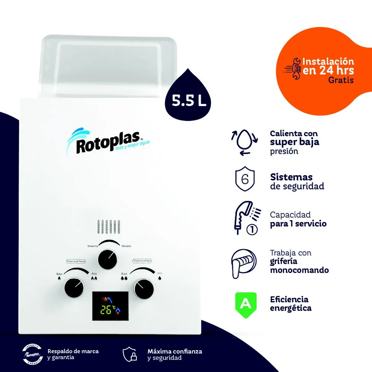 ROTOPLAS - Terma a Gas Flaming 5 .5L GN