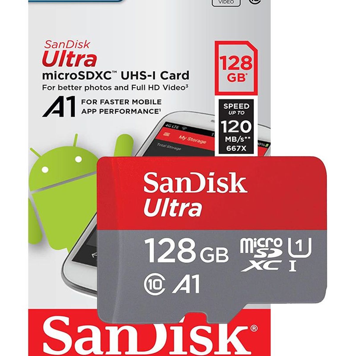 SANDISK - Memoria Sandisk Ultra A1 Micro SD 128GB 120MB Clase10