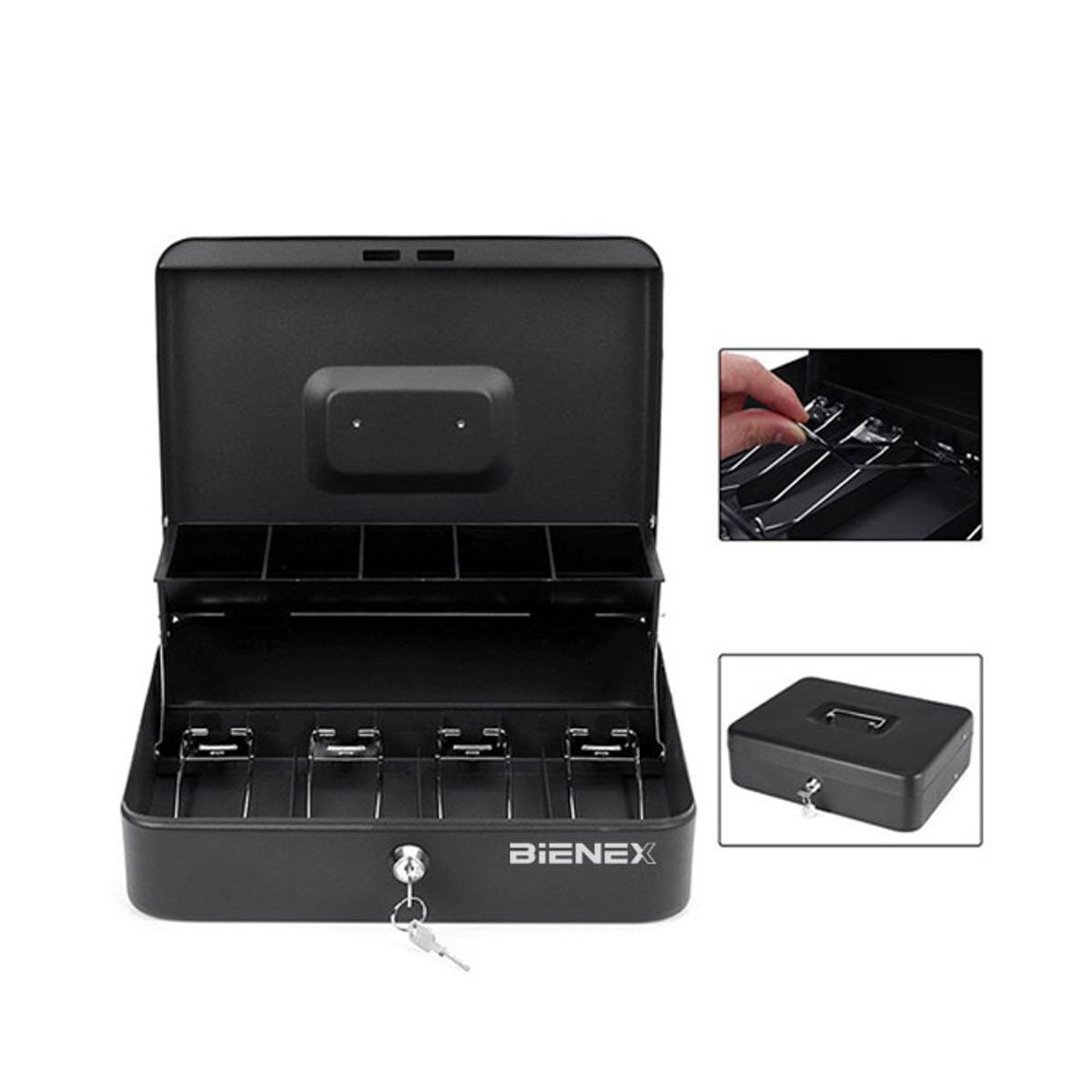 BIENEX - Gaveta Caja de dinero monedas y billetes Portátil 30x24x9cm BIENEX
