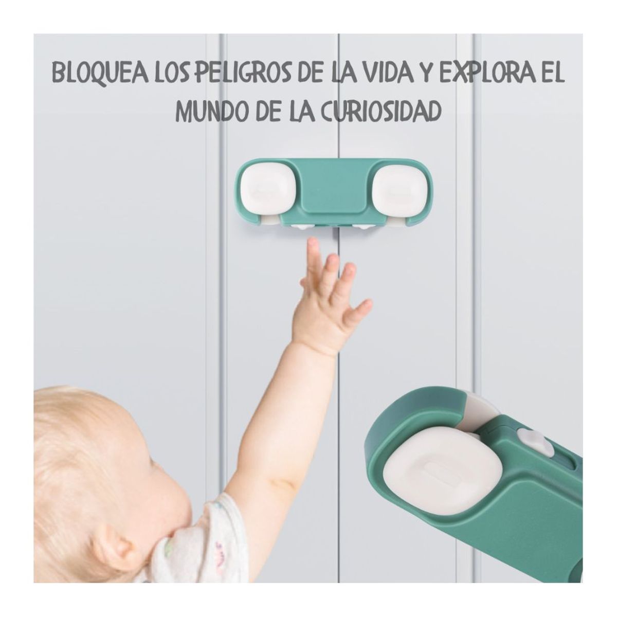 KUB - Protectores De Seguridad Cajones 2 Bebé KUB Simetrico Verde