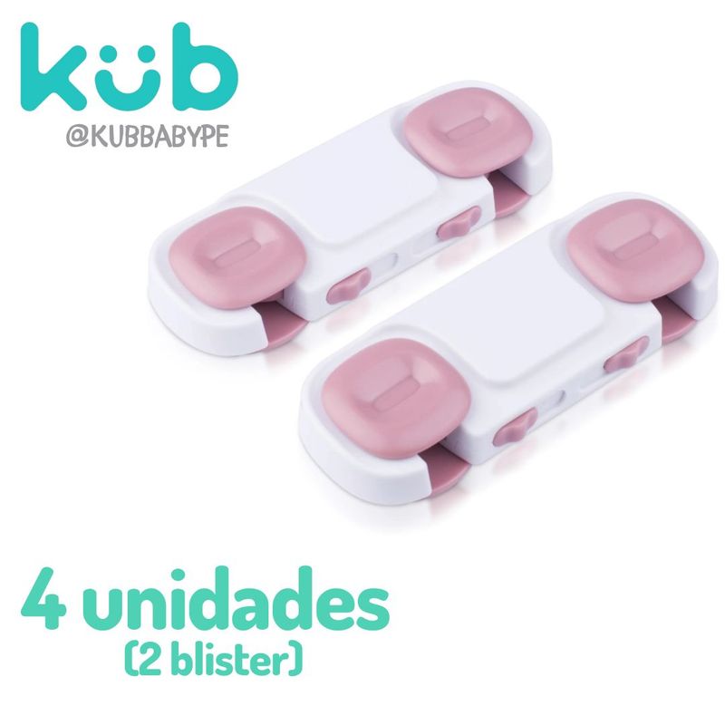 KUB - Protectores De Seguridad Cajones 4 Bebé KUB Simetrico Rosado
