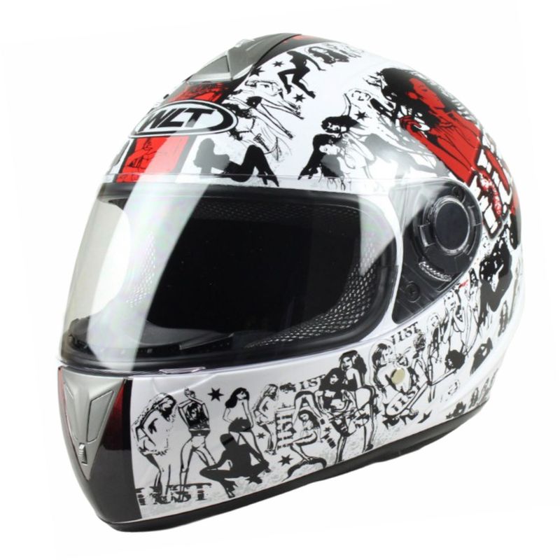 GENERICO - Casco Moto WLT 105 Lust White/Red (Large)
