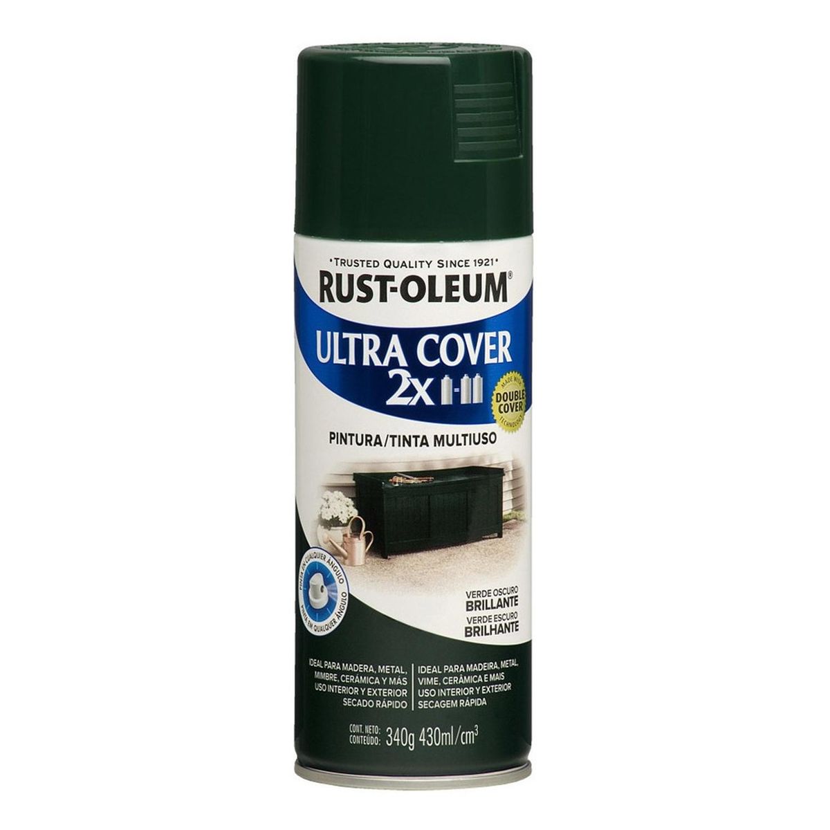 RUST OLEUM - Aerosol Multiusos Ultra Cover 2x Verde Oscuro Brill 340g
