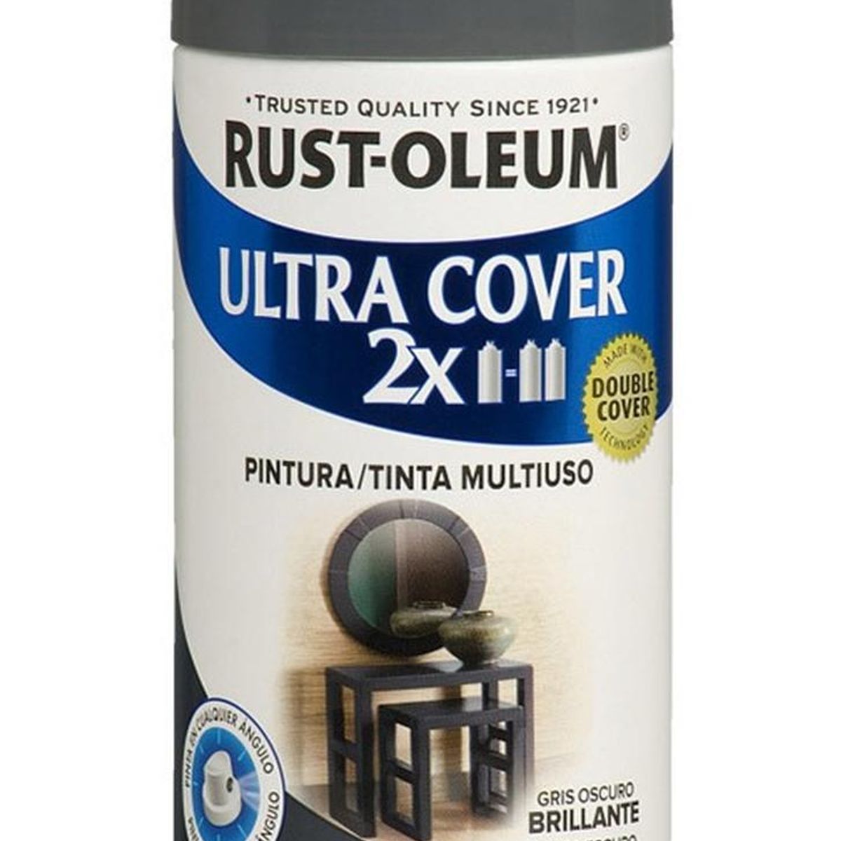 RUST OLEUM - Aerosol Multiusos Ultra Cover 2x Gris Oscuro Brillante 340g
