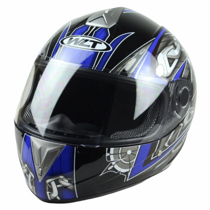 GENERICO - Casco Moto WLT 105 Chains Black/Blue (Medium)