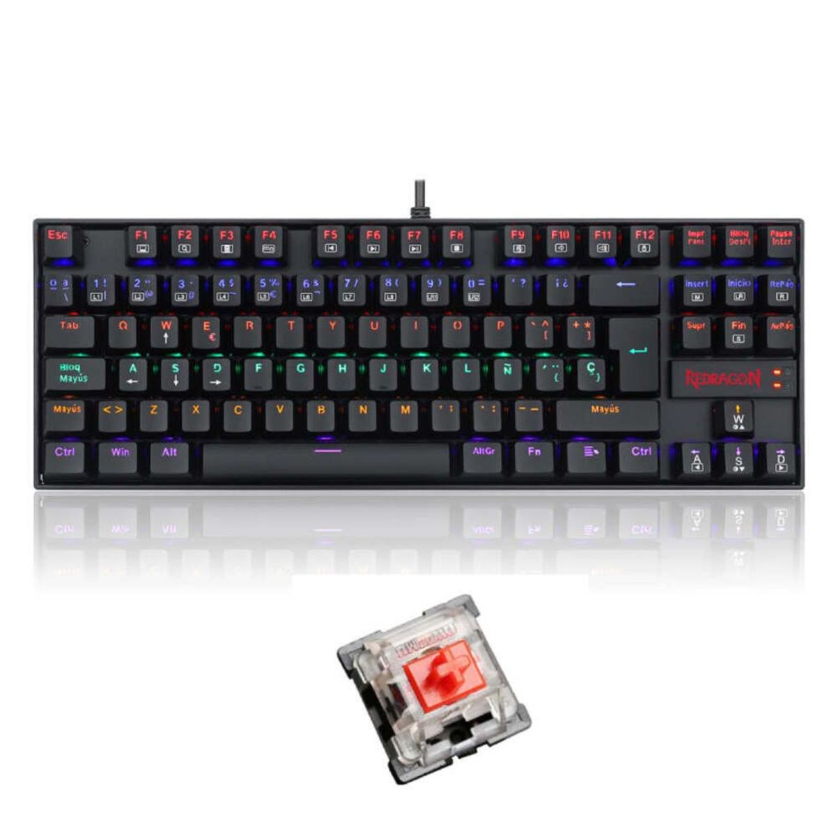 REDRAGON - Teclado Mecánico Redragon Kumara Rainbow K552-KR sp Negro Red Switch