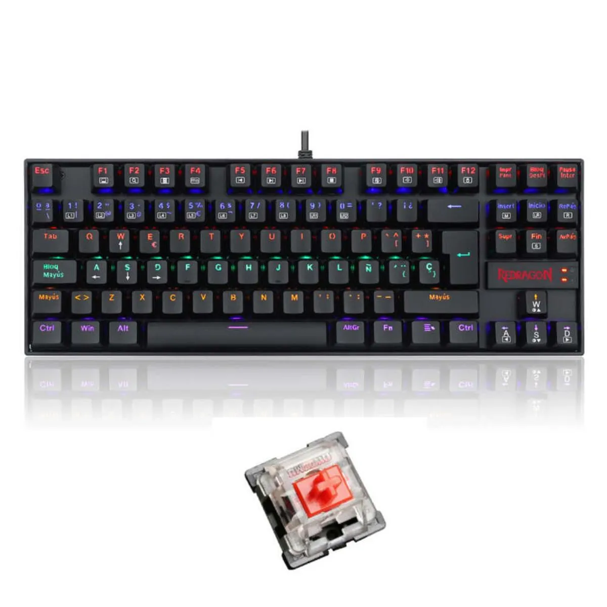 REDRAGON - Teclado Mecánico Redragon Kumara Rainbow K552-KR sp Negro Red Switch