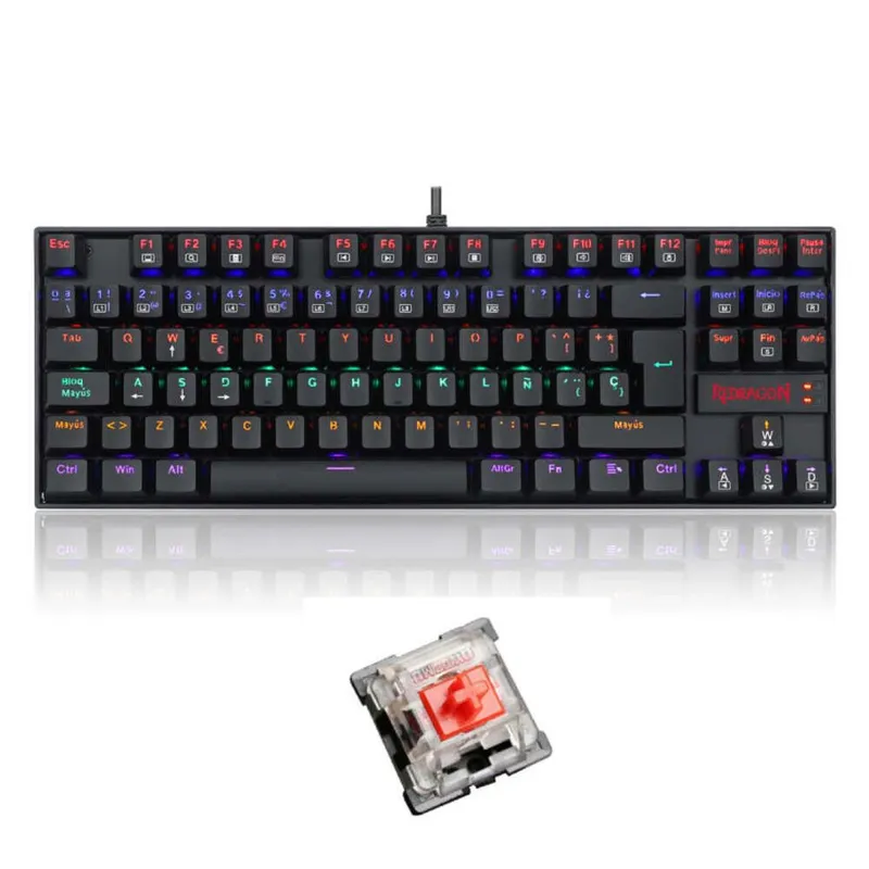 REDRAGON - Teclado Mecánico Redragon Kumara Rainbow K552-KR sp Negro Red Switch