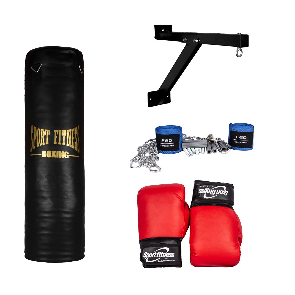 URBAN FIT - SACO D BOX LLENO 1M + GUANTES + VENDAS +SOPORT + CADENAS