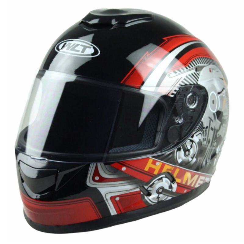 GENERICO - Casco Moto WLT 107 Skull Black/Red (Large)