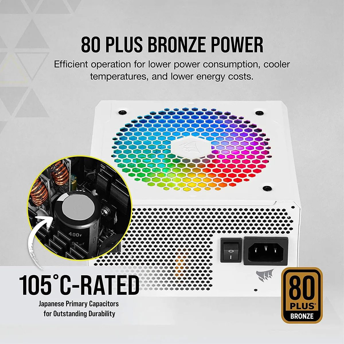 CORSAIR - Fuente de Alimentación Corsair CX550F RGB Modular 80Bronze Blanco-