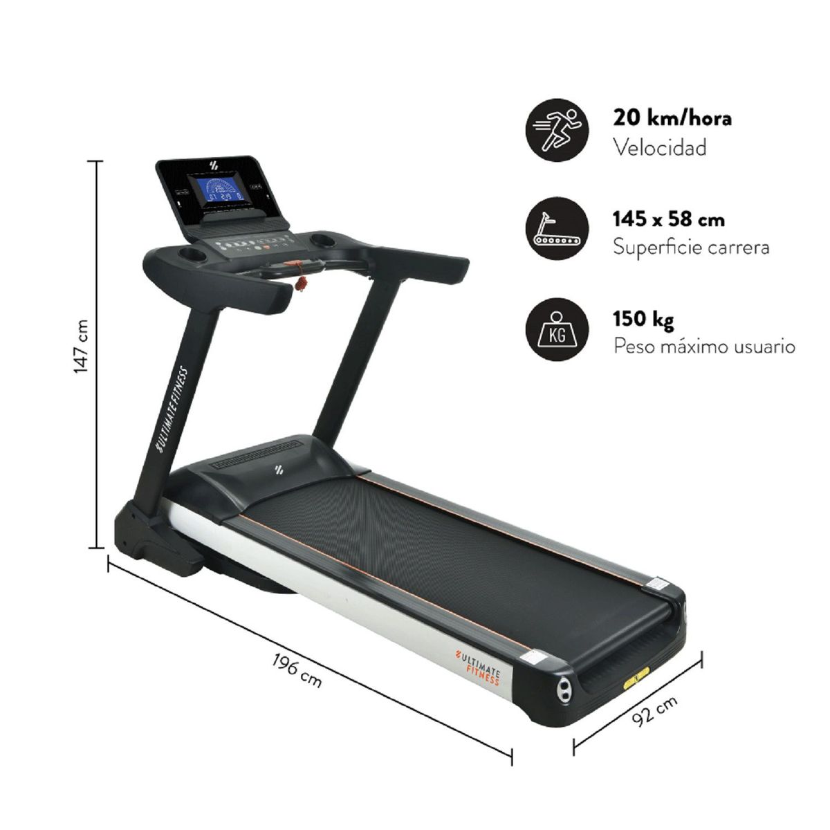 ULTIMATE FITNESS - Caminadora Trotadora Eléctrica E650 Elite..