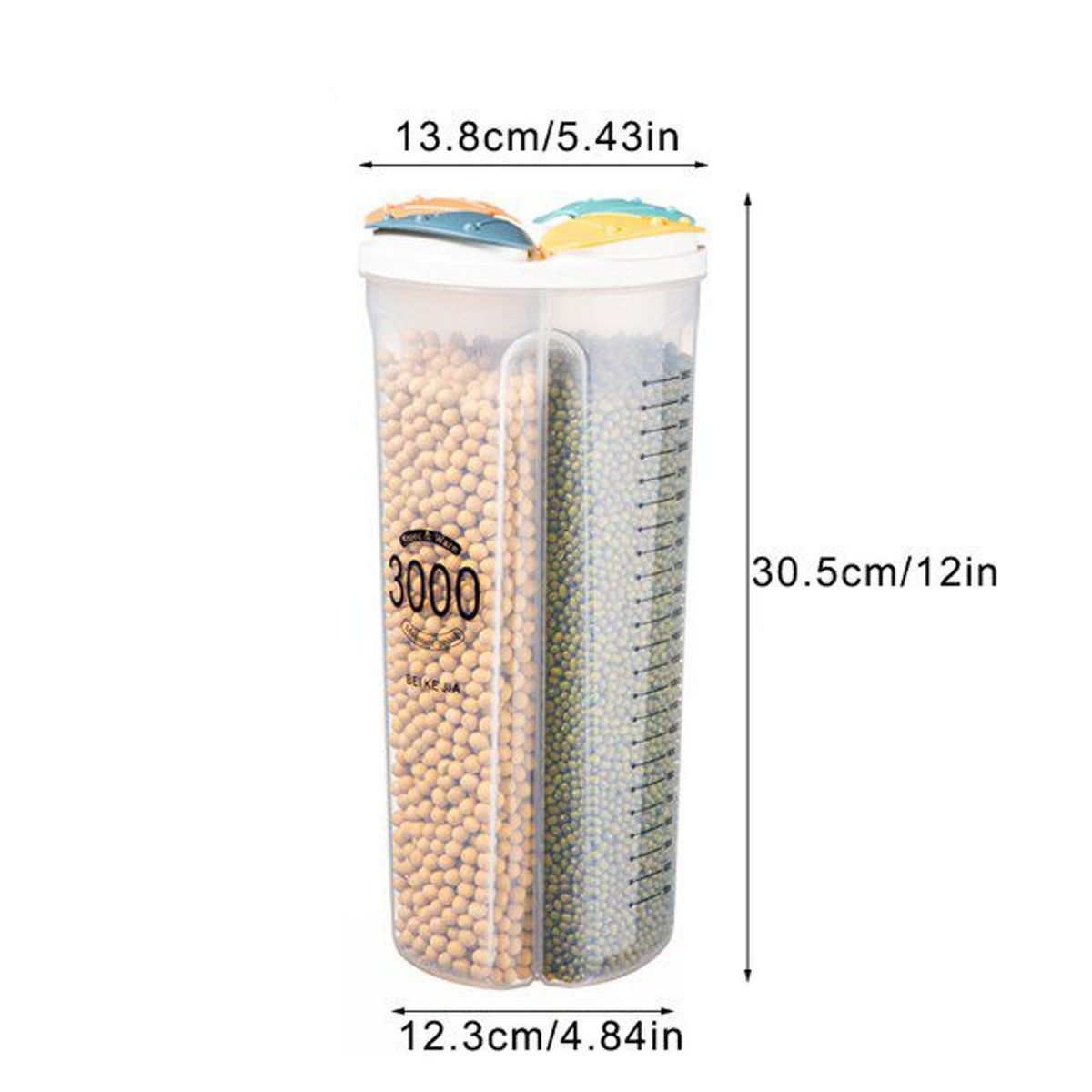 GENERICO - Dispensador De Cereales Caja De Almacenamiento 4 rejillas 3000ml