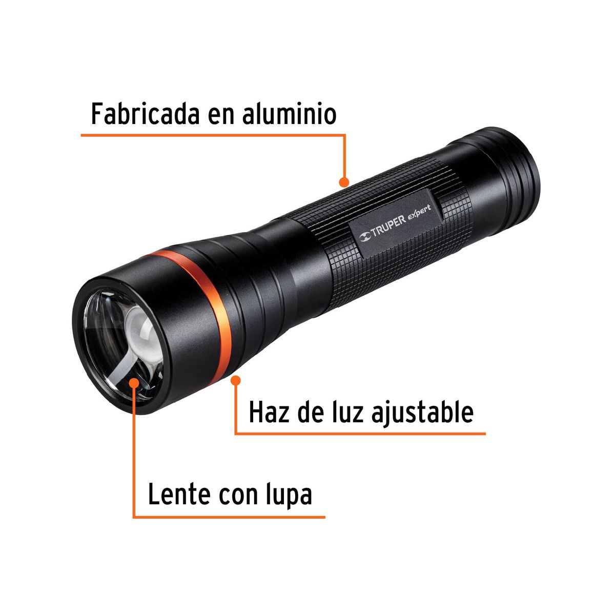 TRUPER - Linterna de aluminio LED Cree 500 lm con 2 pilas D Truper