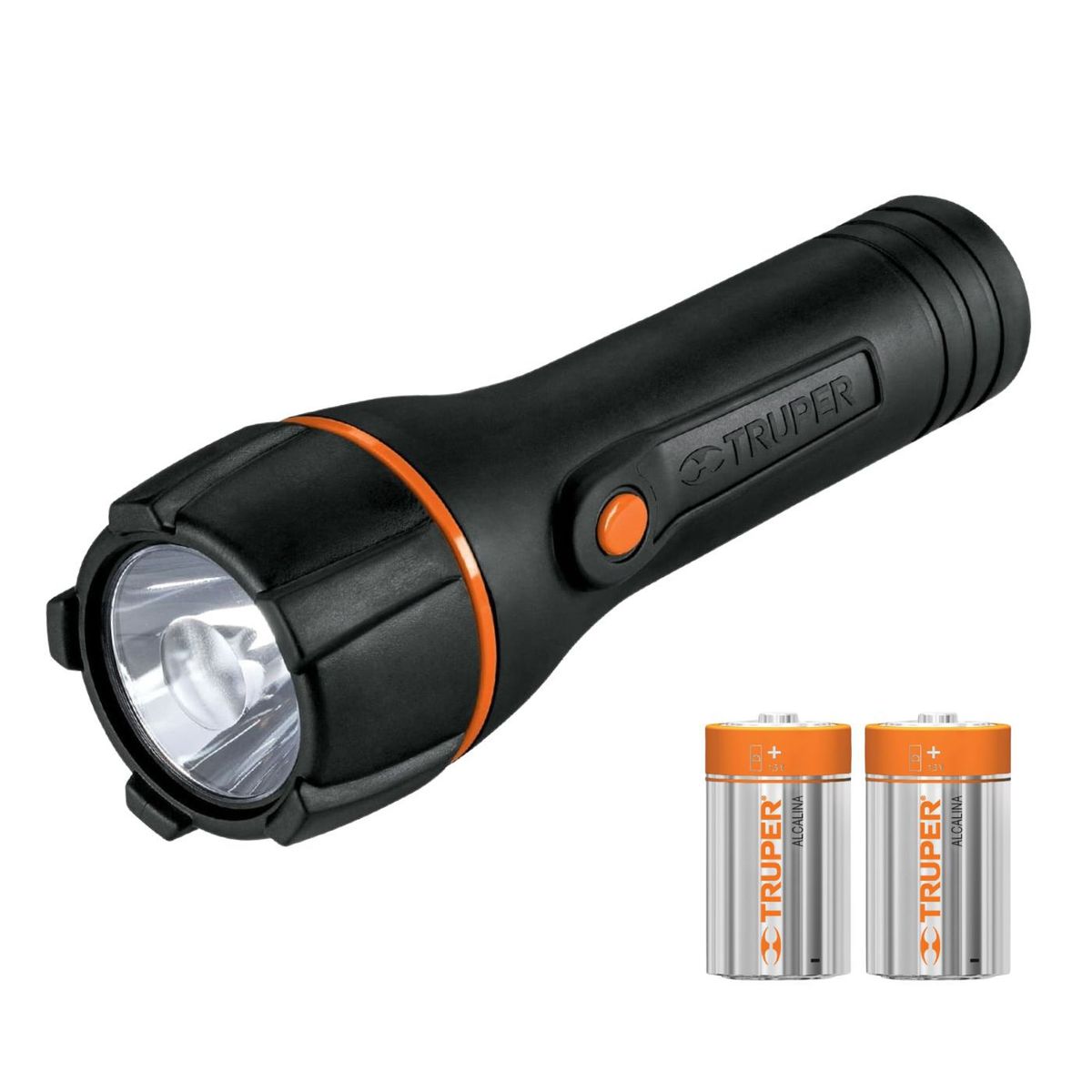 TRUPER - Linterna plástica 1 led 180 lm con 2 pilas D Truper