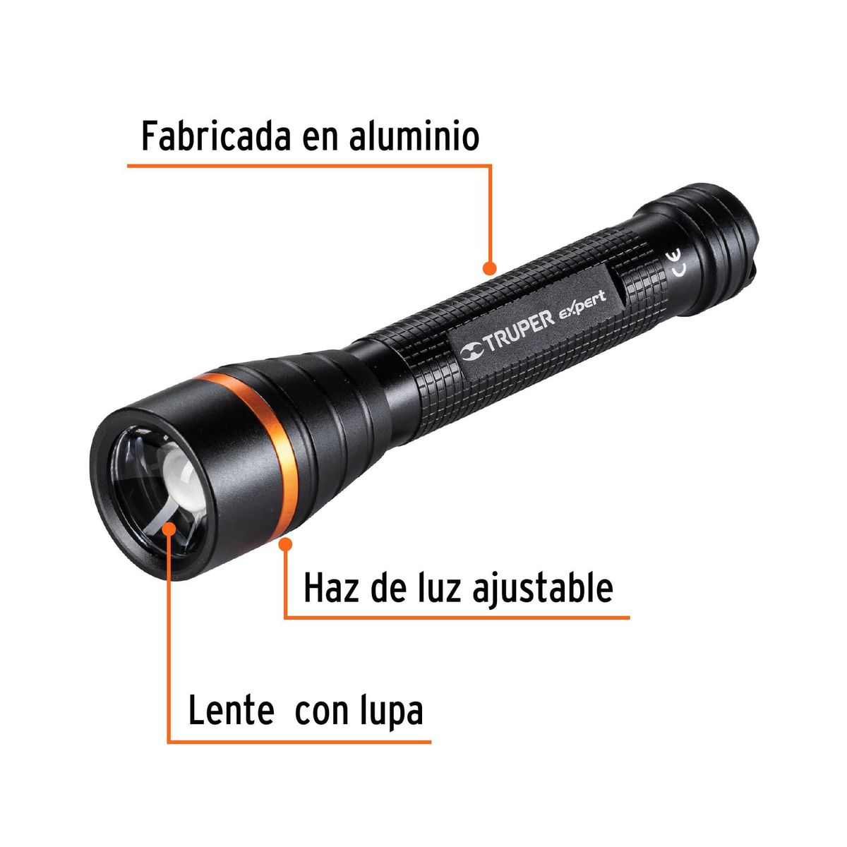 TRUPER - Linterna de aluminio LED Cree 235 lm con 2 pilas AA Truper