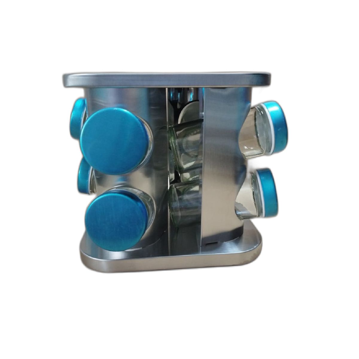 GENERICO - Condimentero Giratorio 8 frascos plateado