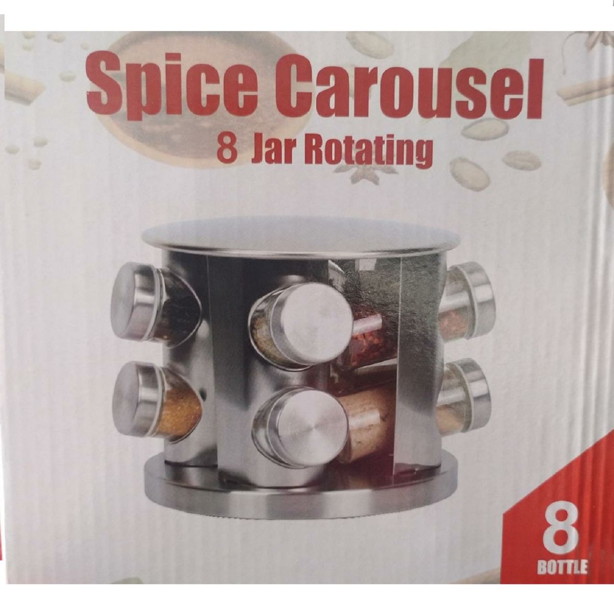 GENERICO - Condimentero Giratorio 8 frascos plateado