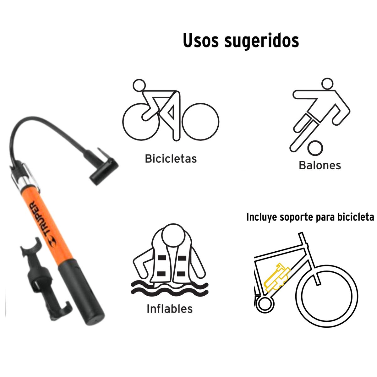 TRUPER - Inflador para bicicleta - truper 60 psi