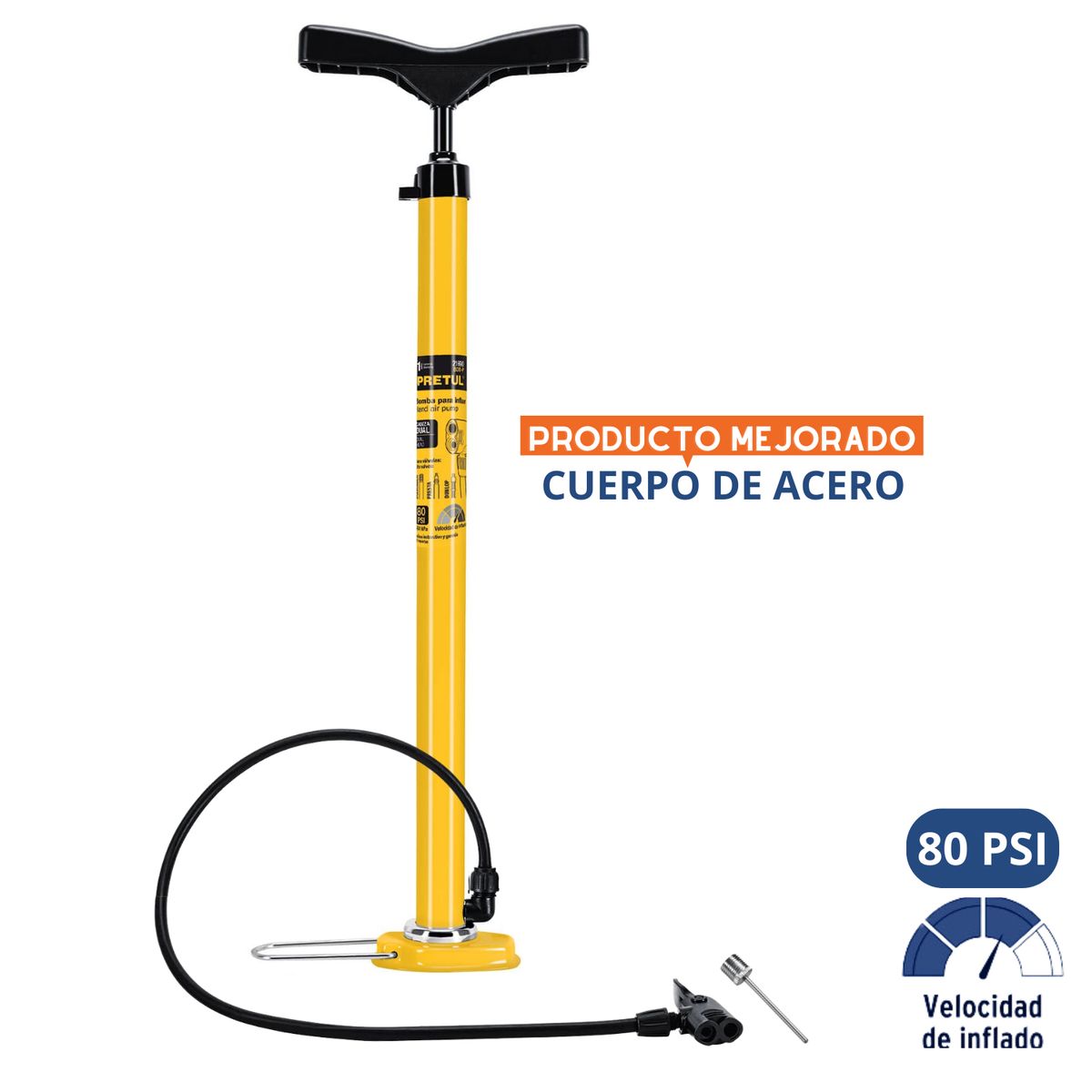 PRETUL - Inflador para bicicletas piscinas pelotas pretul  + aguja