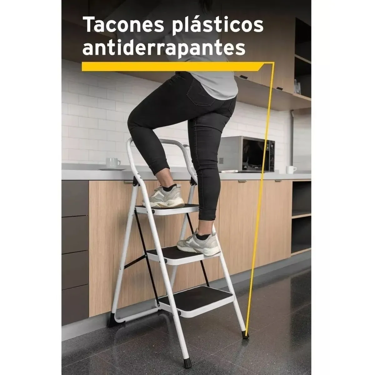 PRETUL - Escalera  tijera 3 peldaños acero, plegable - pretul