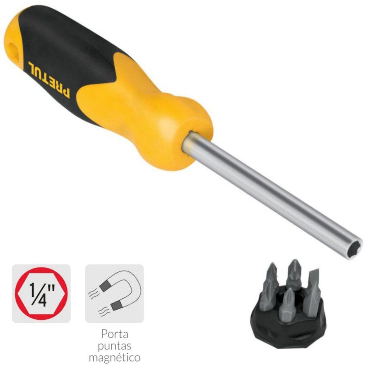 PRETUL - Desarmador con 6 puntas intercambiables, pretul