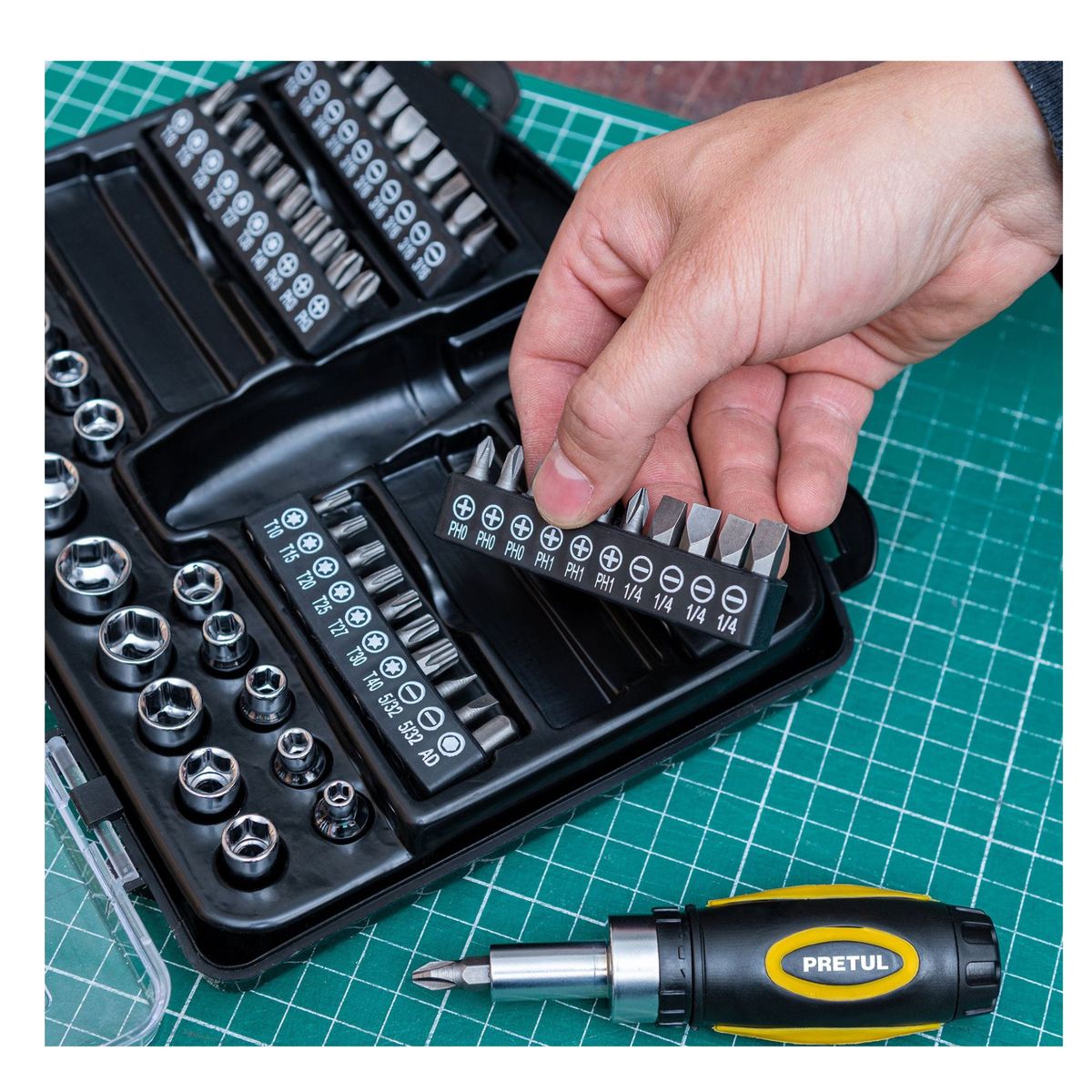 PRETUL - Juego de herramientas dados y puntas 81 piezas pretul