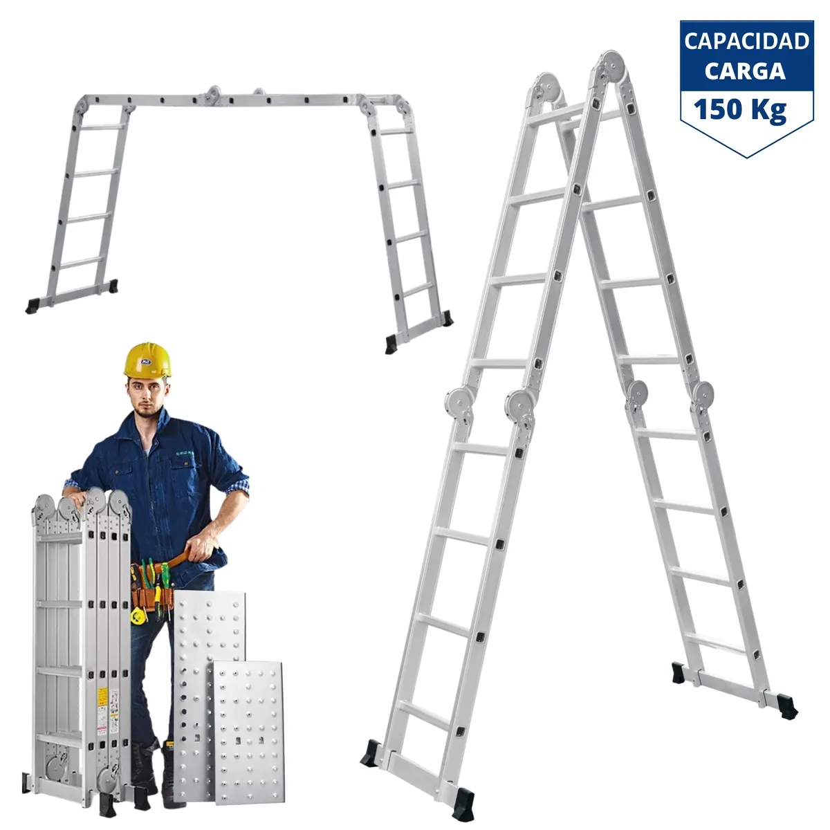 TRUPER - Escalera multiposición 16 peldaños escalera articulada 150kg - truper