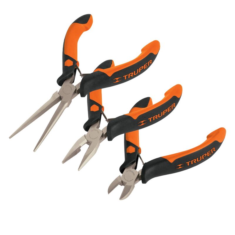 TRUPER - Juego de alicates pinzas miniatura, 3 piezas, truper