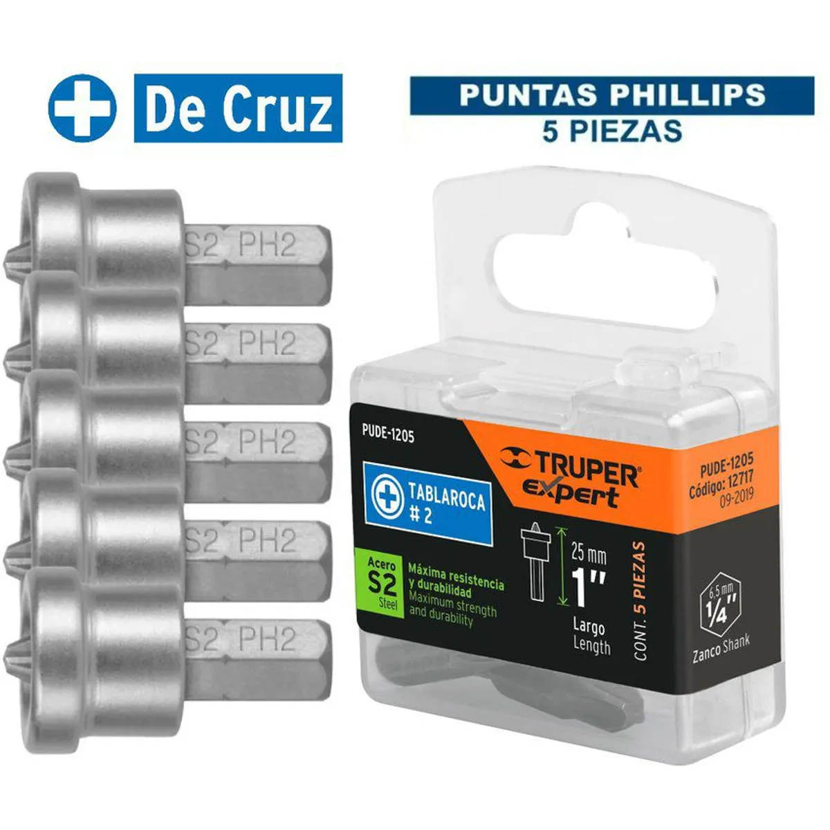 TRUPER - Puntas taladro atornillador, puntas para drywall 5 piezas 12717