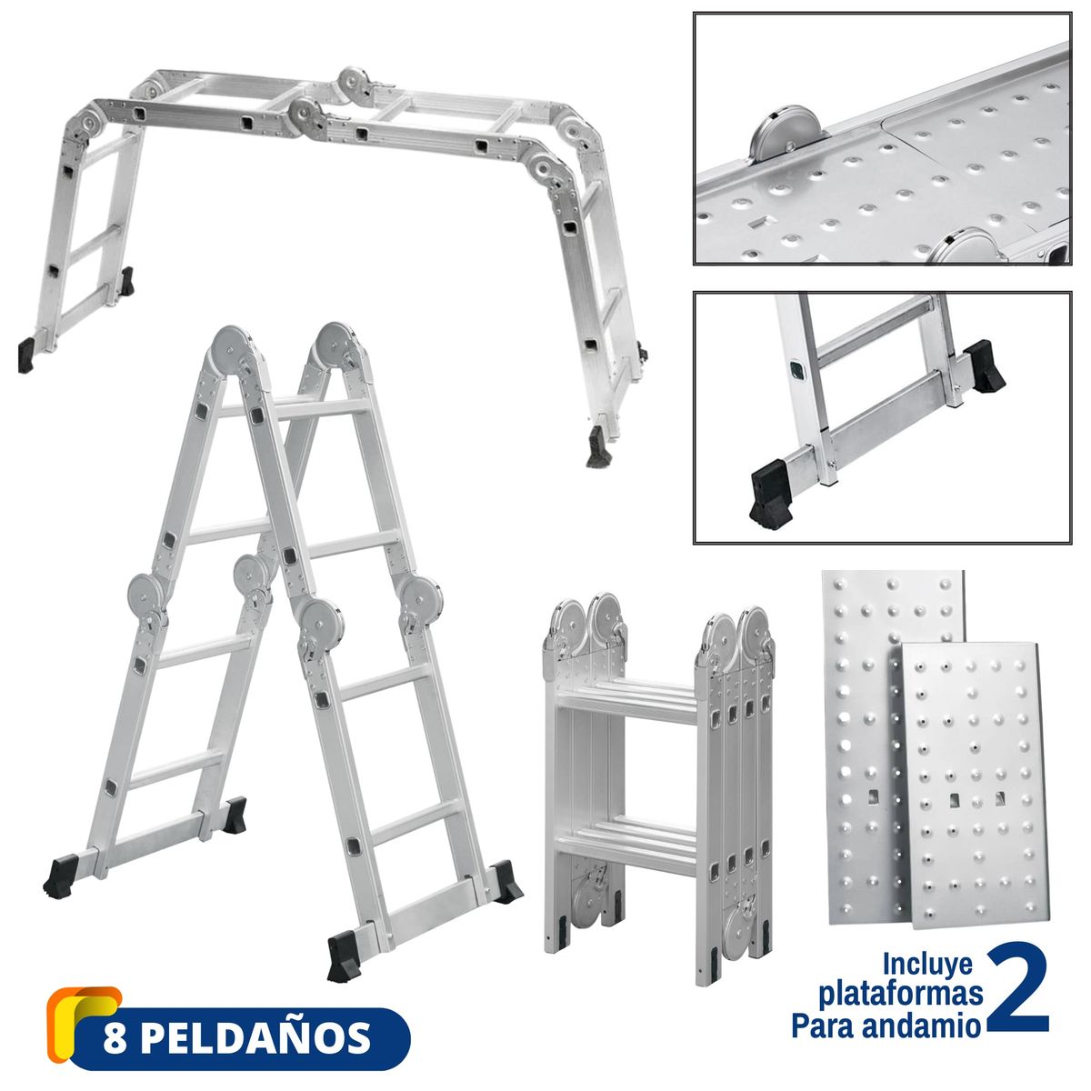 TRUPER - Escalera multiposición 8 peldaños capacidad de carga 150kg - truper