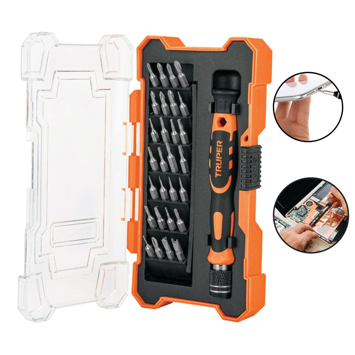 TRUPER - Juego de desarmador joyero para celulares 28 puntas, truper