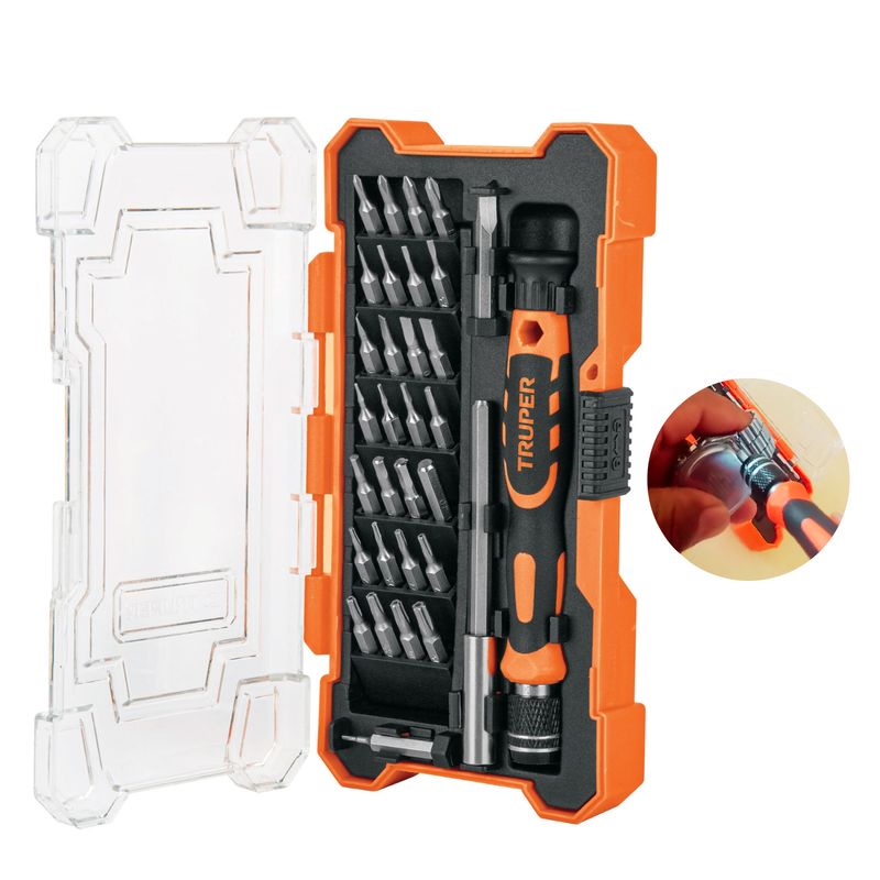 TRUPER - Juego desarmador joyero de precision para celulares 30 puntas, truper
