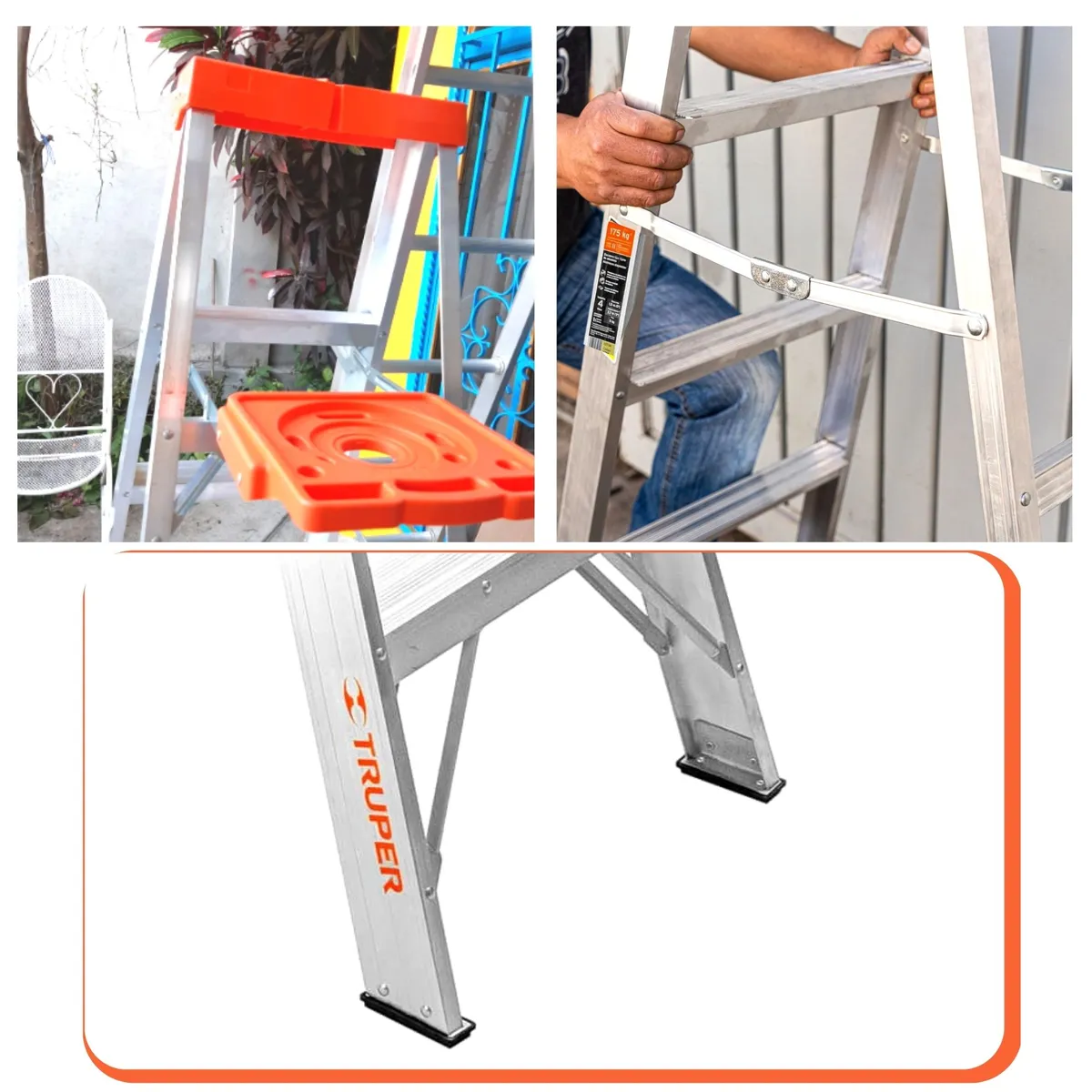 TRUPER - Escalera tijera 4 peldaños capacidad de carga 175 kg - truper.